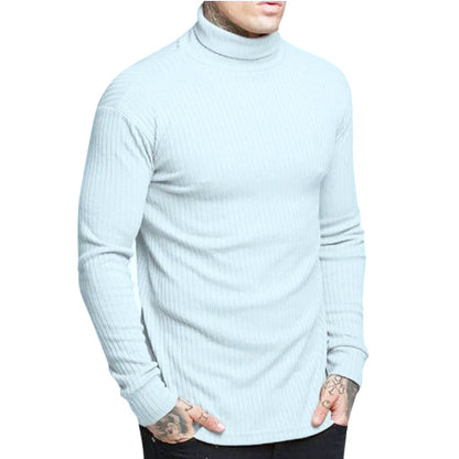 Casual Men's High Neck Solid Color Knitwear - Modernrush.us