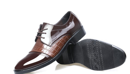 Men's Crocodile Pattern Pointed Leather Shoes - Modernrush.us