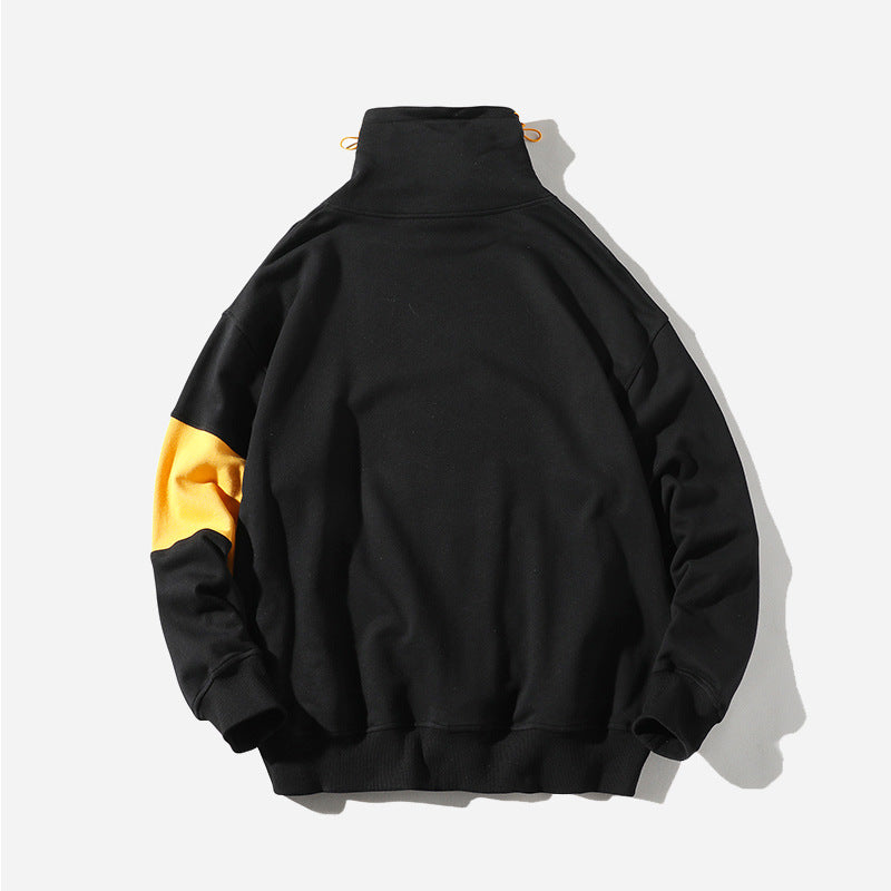 Men's Autumn Turtleneck Color Block Hoodie Sweater