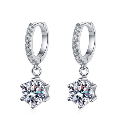 S925 Silver Earrings with Moissanite in Classic Design - Modernrush.us