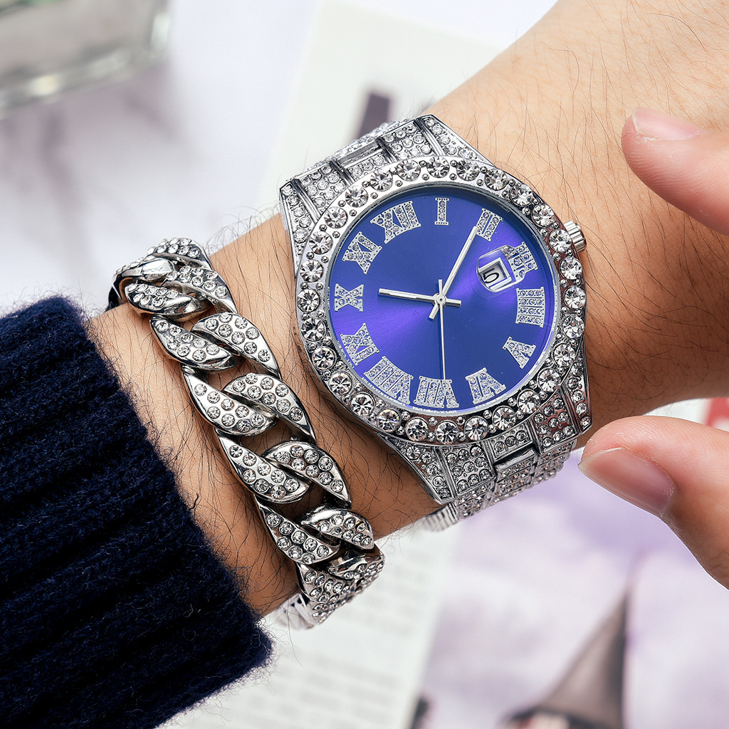 Steel Band Calendar Large Dial Quartz Watch