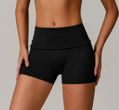 Women's Fold High-Waist Quick-Drying Yoga Shorts - Modernrush.us