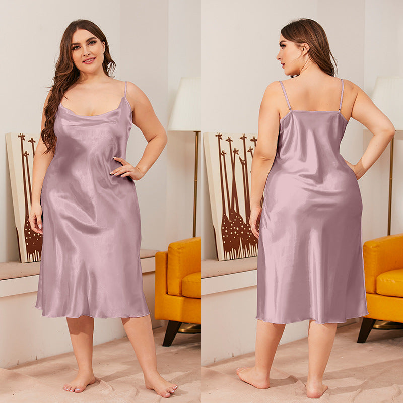 Plus Size Satin Cowl Neck Cami Nightdress for Comfort