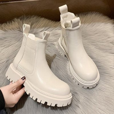 Women's Martin Short Boots - Thick-Soled British Style - Modernrush.us