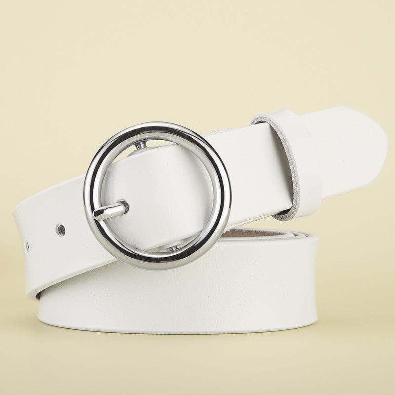 Wholesale Women's Genuine Leather Belt with Round Buckle