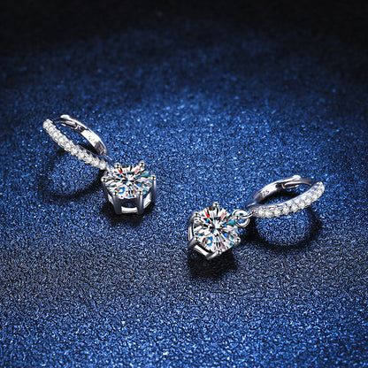 S925 Silver Earrings with Moissanite in Classic Design - Modernrush.us