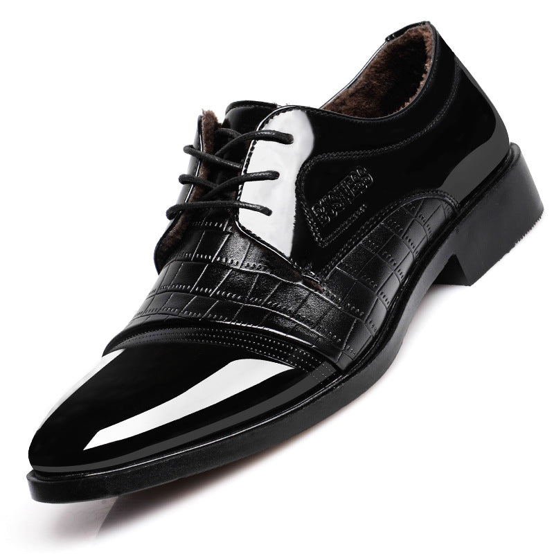 Men's Crocodile Pattern Pointed Leather Shoes - Modernrush.us