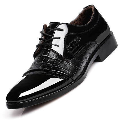 Men's Crocodile Pattern Pointed Leather Shoes - Modernrush.us