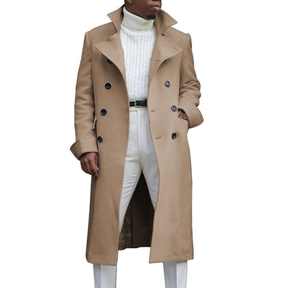 Men's Double Breasted Lapel Trench Coat for Autumn/Winter - Modernrush.us