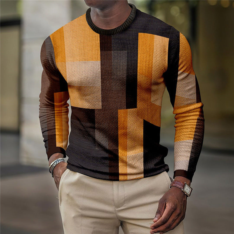 Men's Diamond Plaid Long Sleeve Shirt Sweater