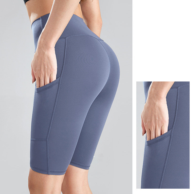 High Waist Peach Butt Yoga Shorts with Pockets
