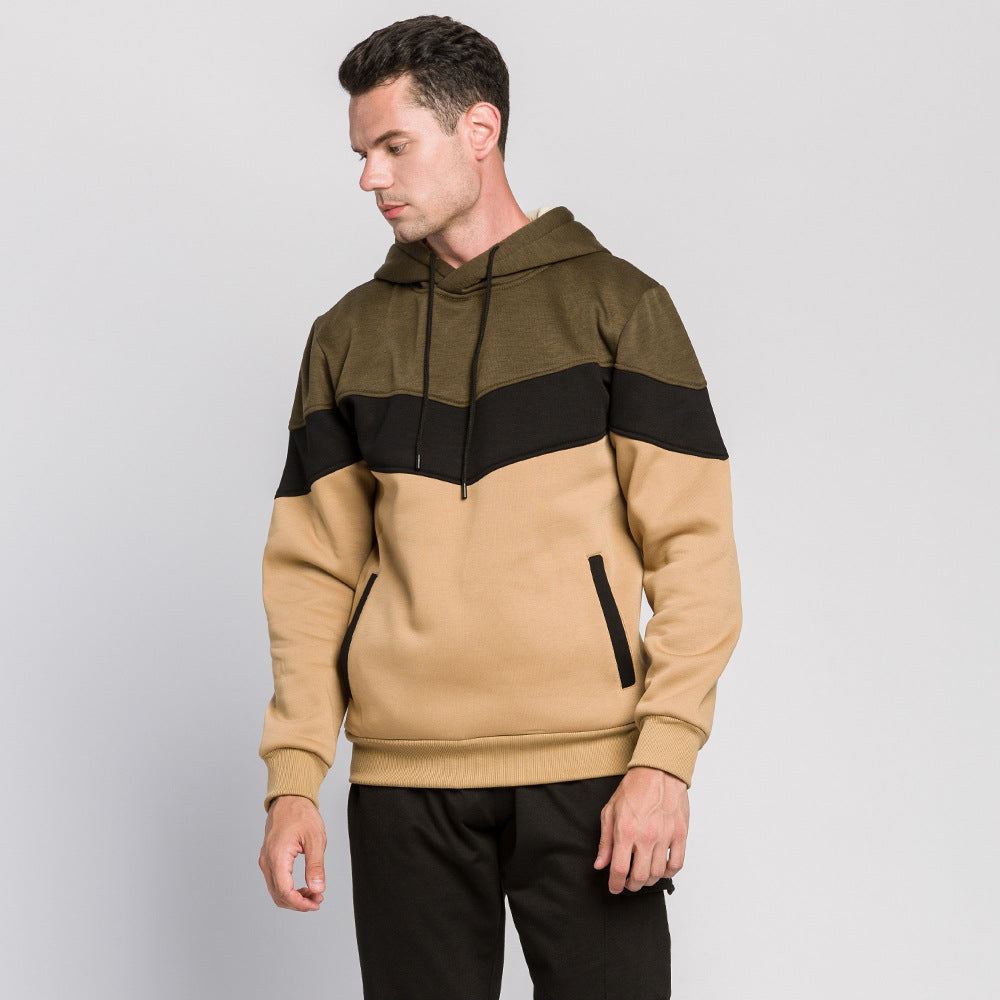 Men's Color Block Camouflage Hoodie - Loose Fit Sweater