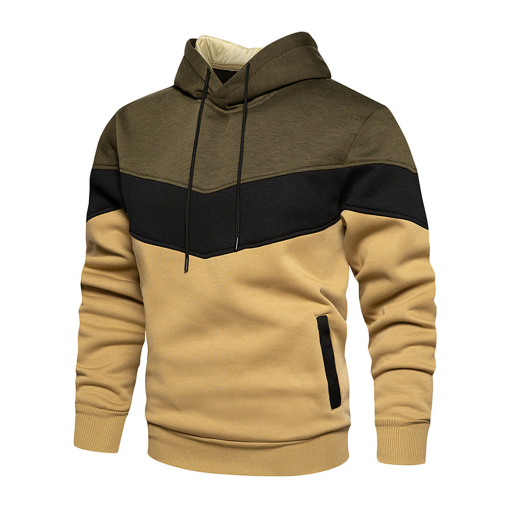 Men's Color Block Camouflage Hoodie - Loose Fit Sweater