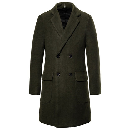 Men's Double-Breasted Wool Trench Coat - Modernrush.us
