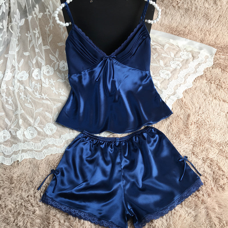 Women's Silk-Feel Cami Top and Shorts Pajama Set