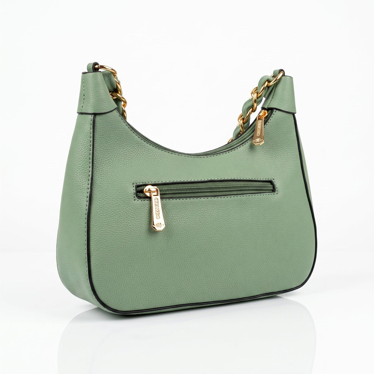Hobo Bag Charro Verde con Catena Dorata e Tracolla Rimovibile