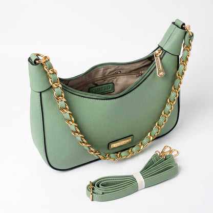 Hobo Bag Charro Verde con Catena Dorata e Tracolla Rimovibile