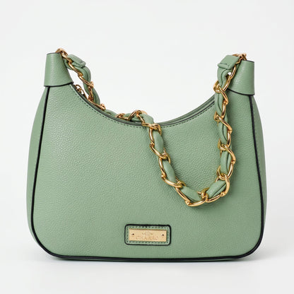 Hobo Bag Charro Verde con Catena Dorata e Tracolla Rimovibile