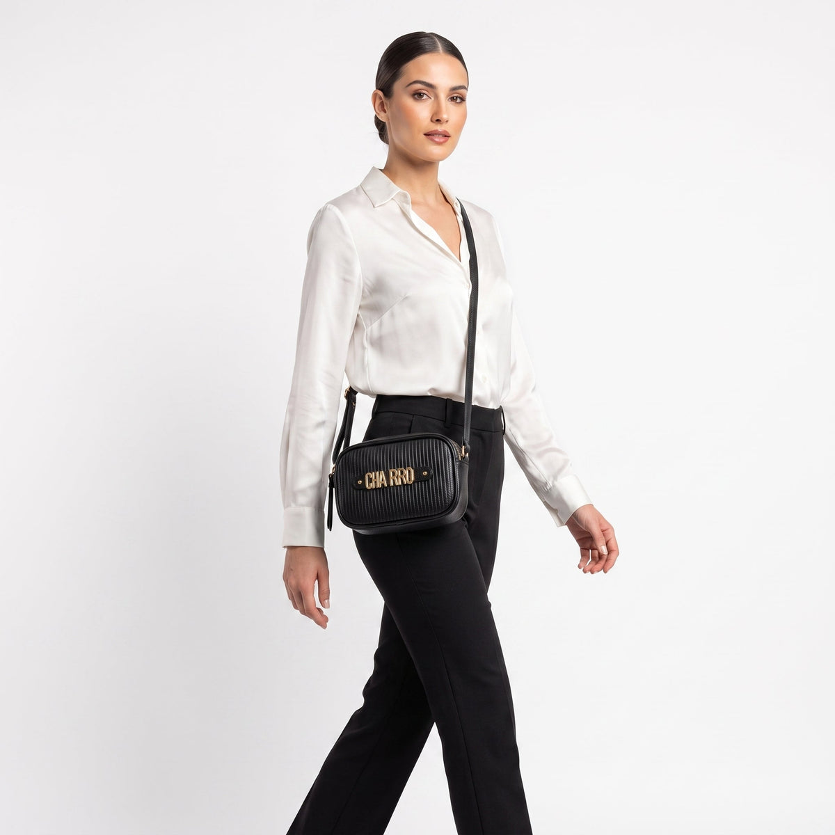 Mini Borsa Crossbody Charro con Doppia Zip e Logo in Metallo