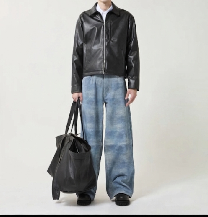 Men's Boxy Cropped Faux Leather Jacket