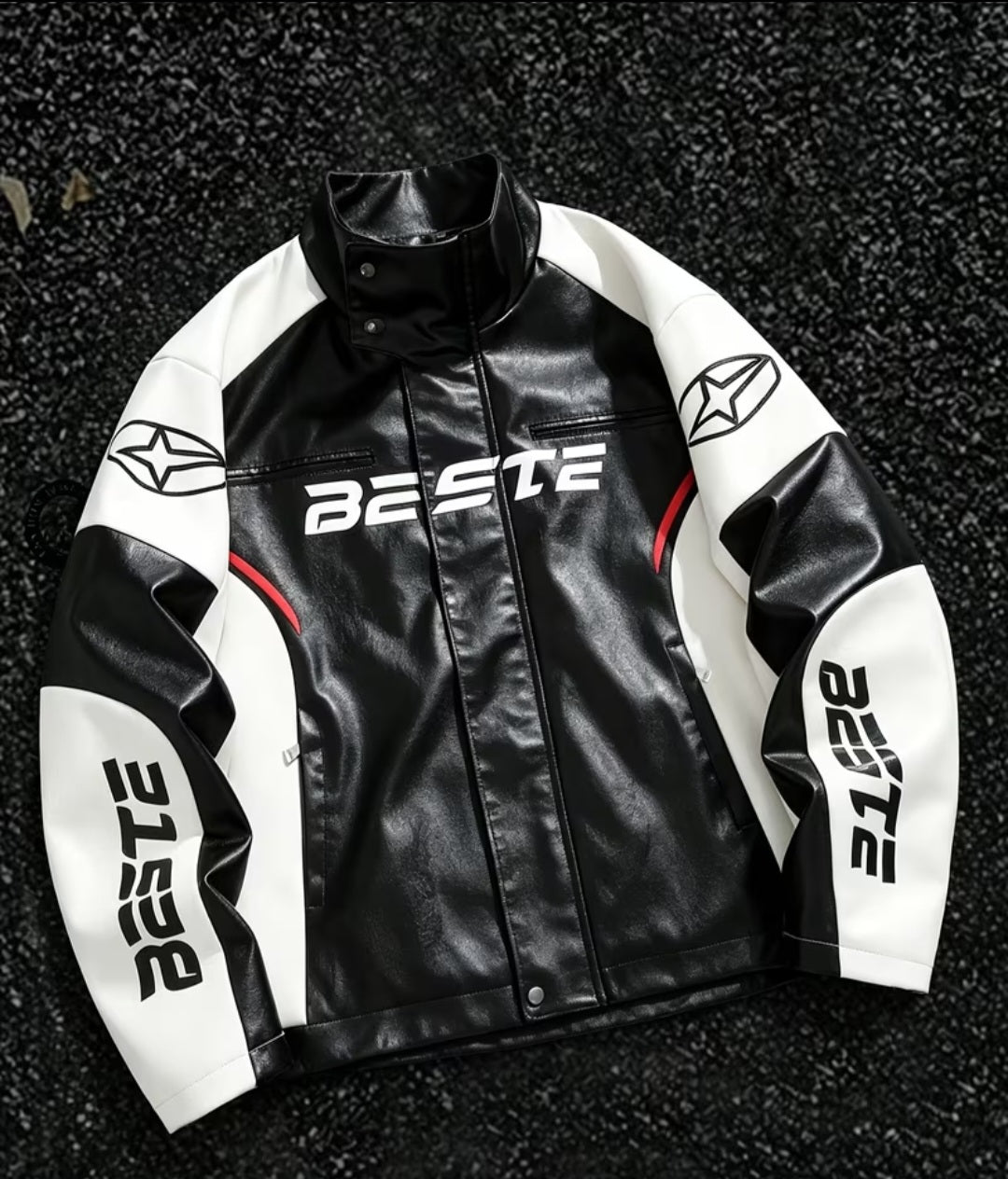 American Motorcycle Style Patchwork PU Leather Jacket for Men - Modernrush.us