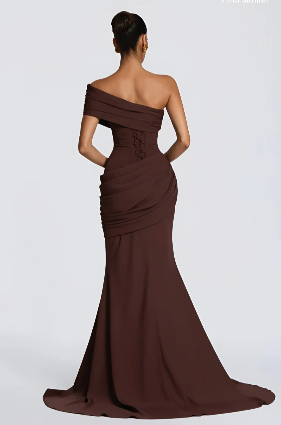 One-Shoulder Draped Mermaid Evening Gown with Train - Modernrush.us