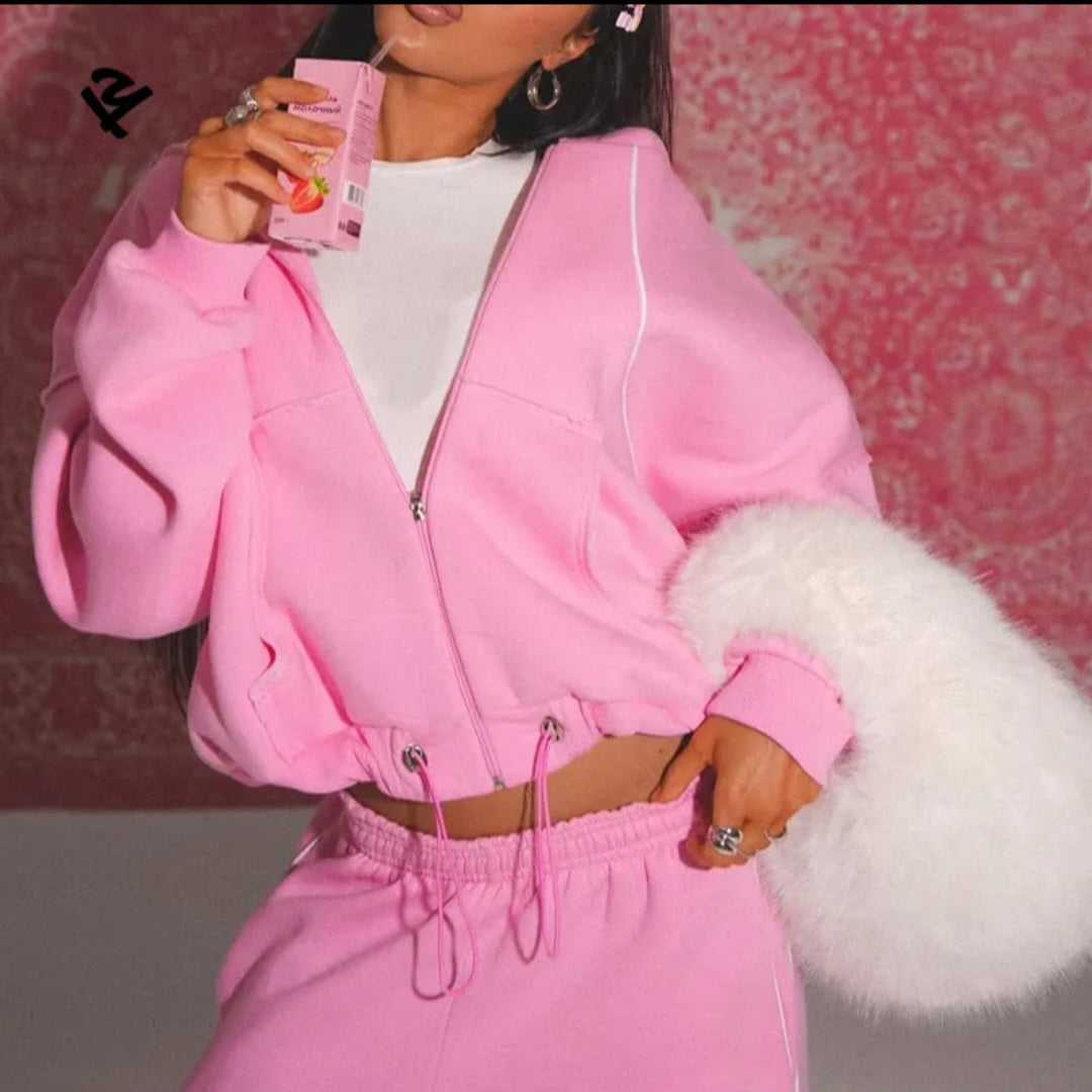 Pink Wide-Leg Loungewear Set