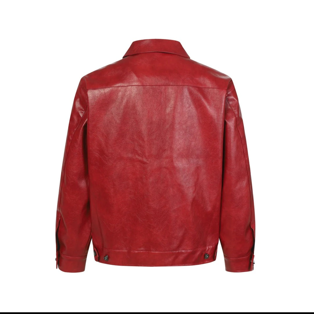 Men's Spiderweb Embossed Faux Leather Jacket