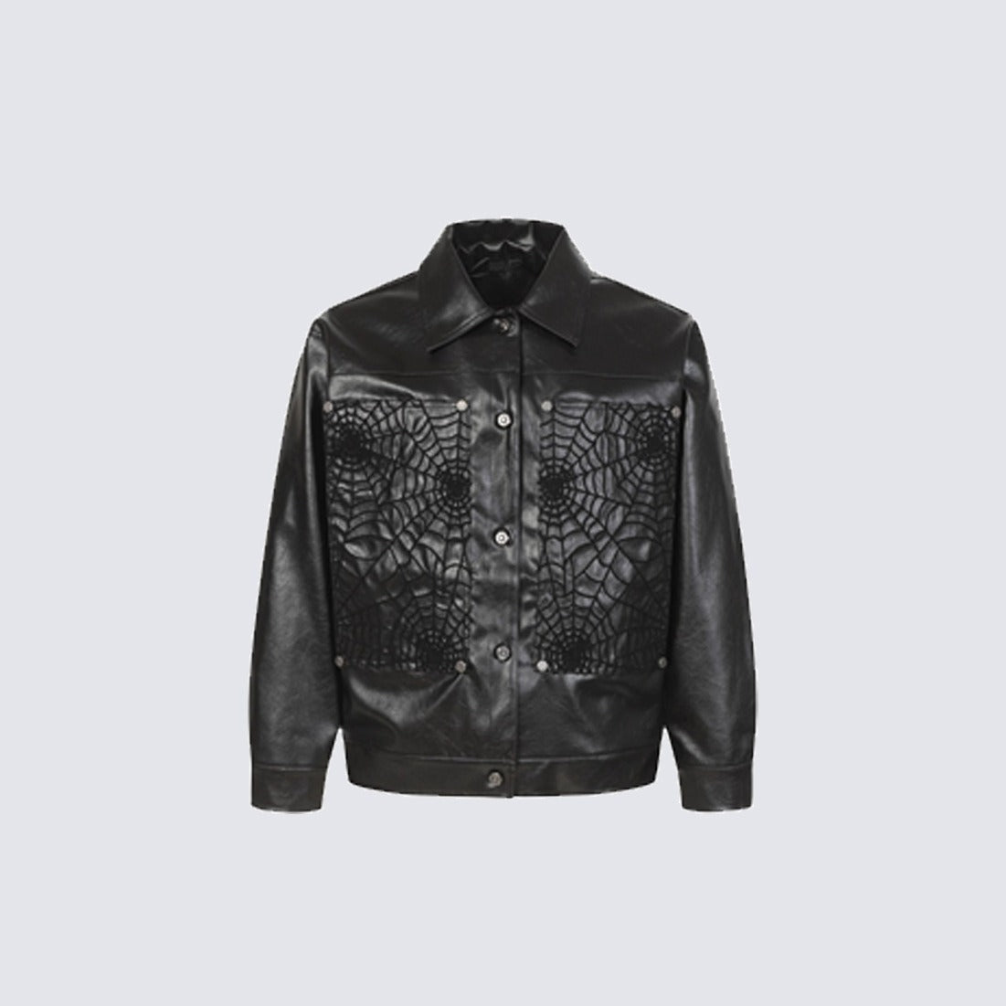 Men's Spiderweb Embossed Faux Leather Jacket