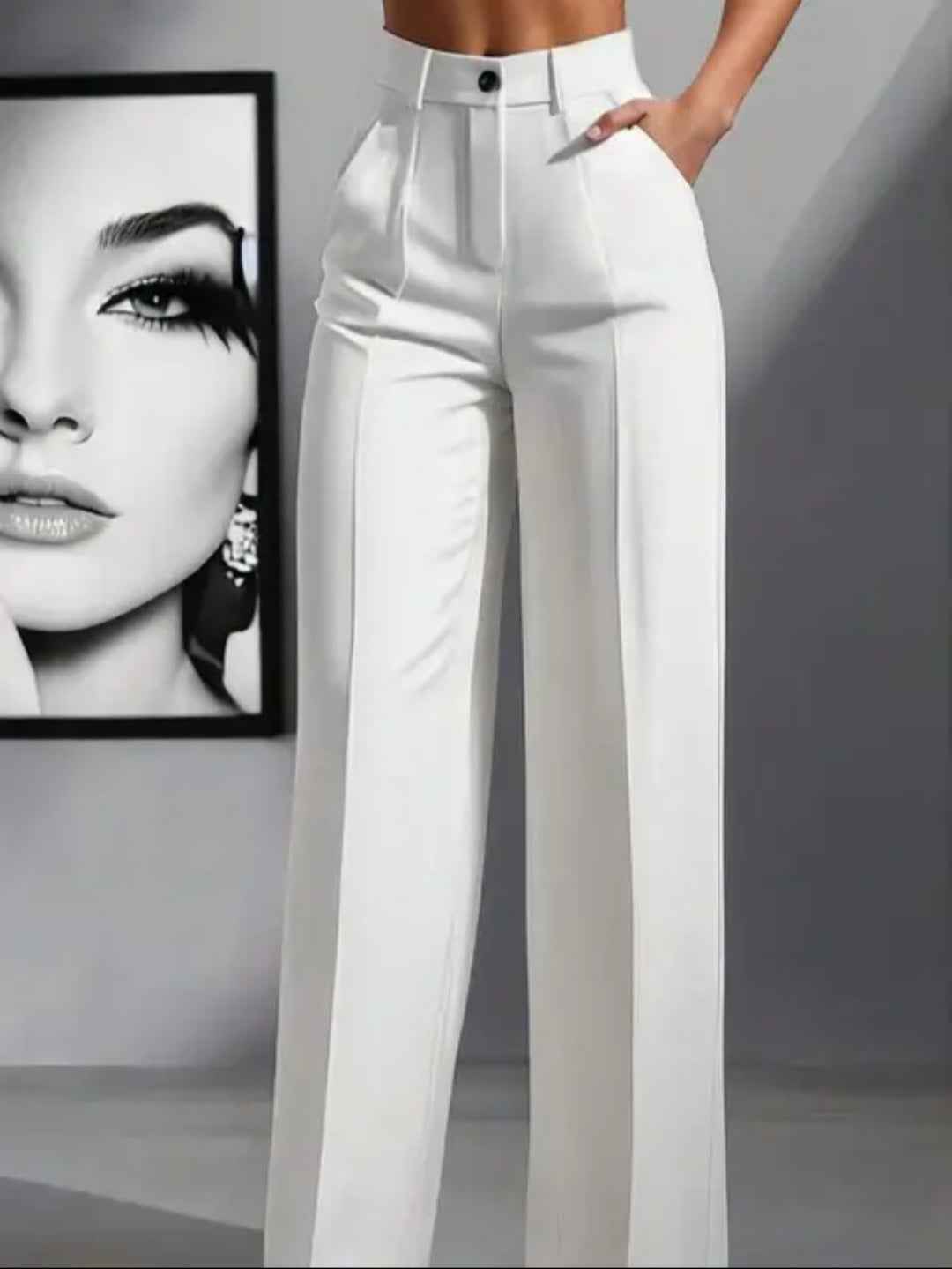 High-Waisted Pleated Wide-Leg Trousers