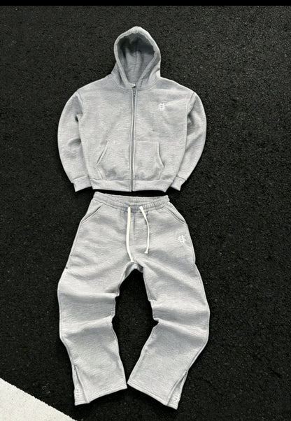 Vintage Y2K Streetwear Hip-Hop Zipper Loose Fit Athletic Tracksuit Set - Modernrush.us