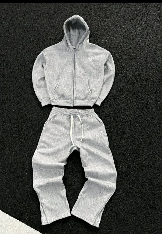 Vintage Y2K Streetwear Hip-Hop Zipper Loose Fit Athletic Tracksuit Set - Modernrush.us