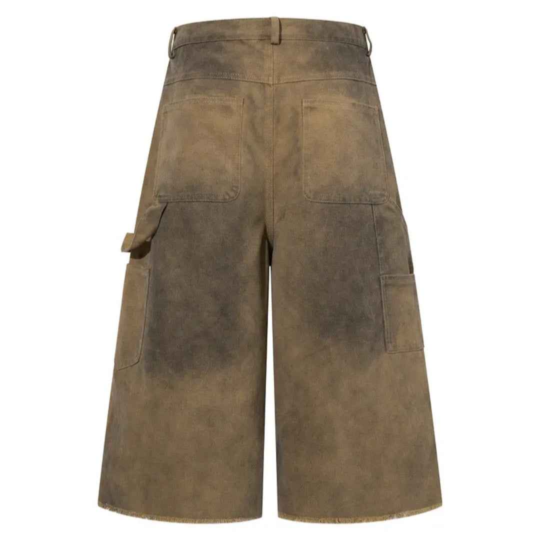 Men's Distressed Graffiti Print Baggy Jorts / Jorts Uomo Baggy Effetto Consumato con Stampa Graffiti