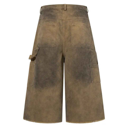 Men's Distressed Graffiti Print Baggy Jorts / Jorts Uomo Baggy Effetto Consumato con Stampa Graffiti