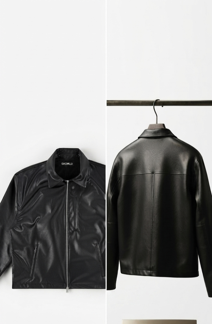 Men's Boxy Cropped Faux Leather Jacket