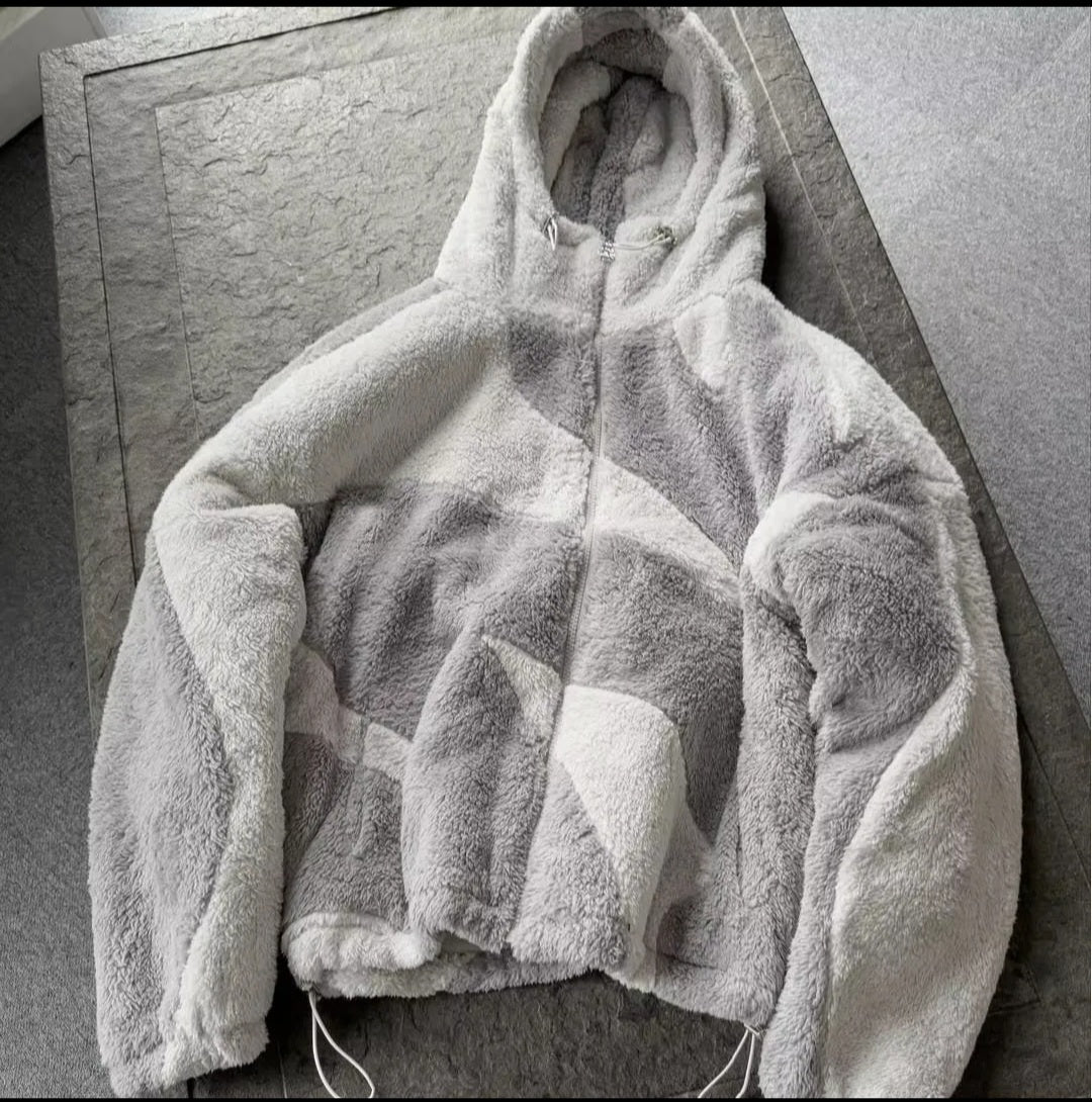 Oversized Color-Block Sherpa Zip Hooded Jacket | Giacca Sherpa Oversize con Cappuccio Color-Block