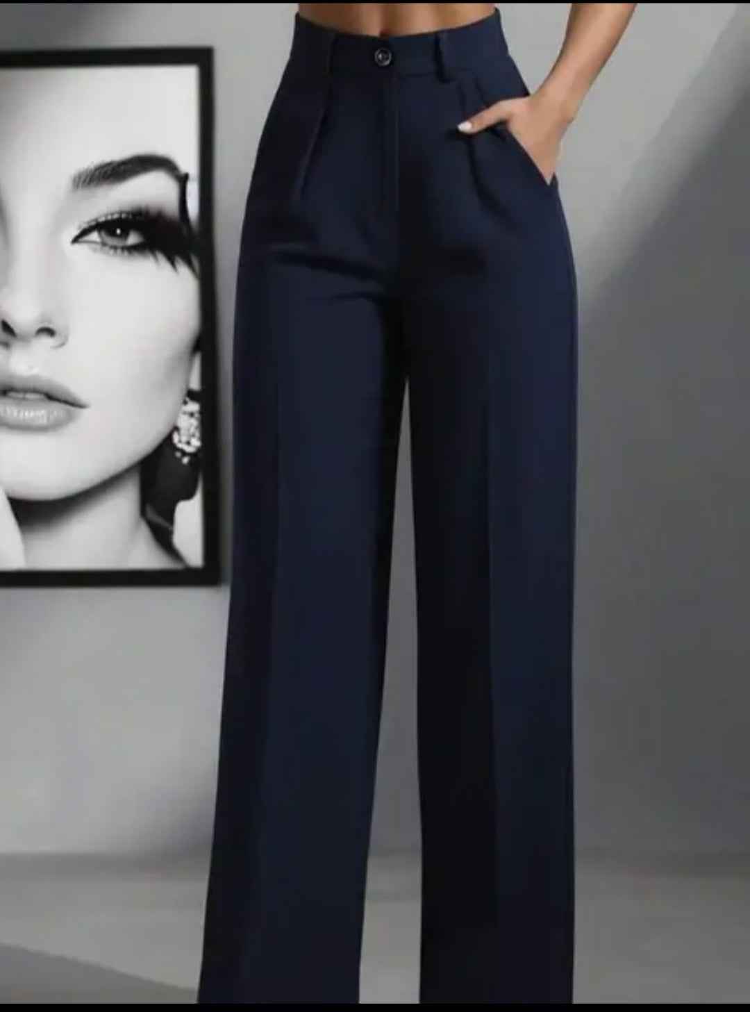 High-Waisted Pleated Wide-Leg Trousers