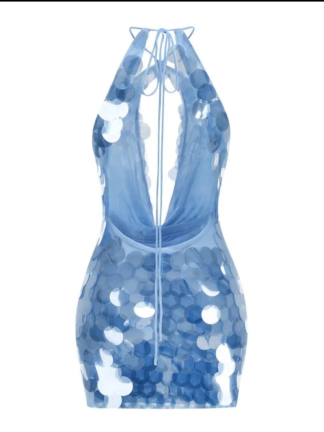 Sequin Plunge Halter Bodycon Mini Dress - Modernrush.us