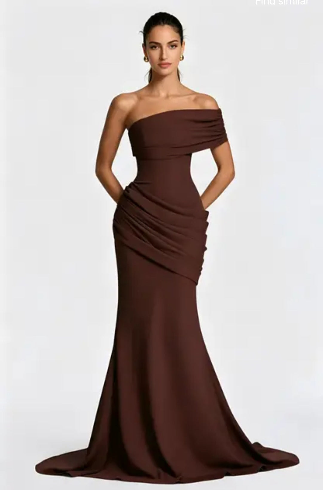 One-Shoulder Draped Mermaid Evening Gown with Train - Modernrush.us