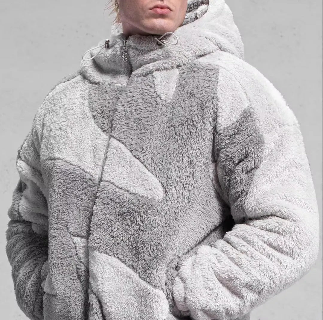 Oversized Color-Block Sherpa Zip Hooded Jacket | Giacca Sherpa Oversize con Cappuccio Color-Block