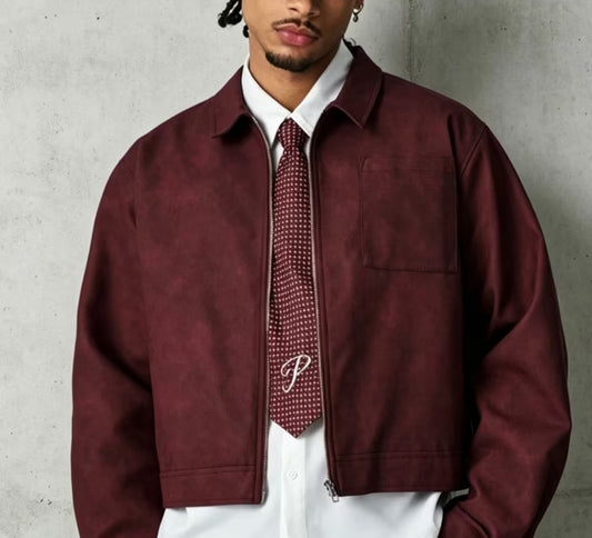 Men's Cropped Faux-Suede Zip Jacket