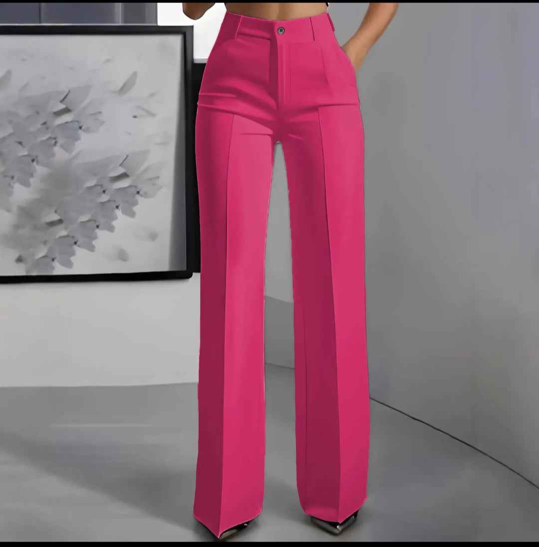 High-Waisted Pleated Wide-Leg Trousers