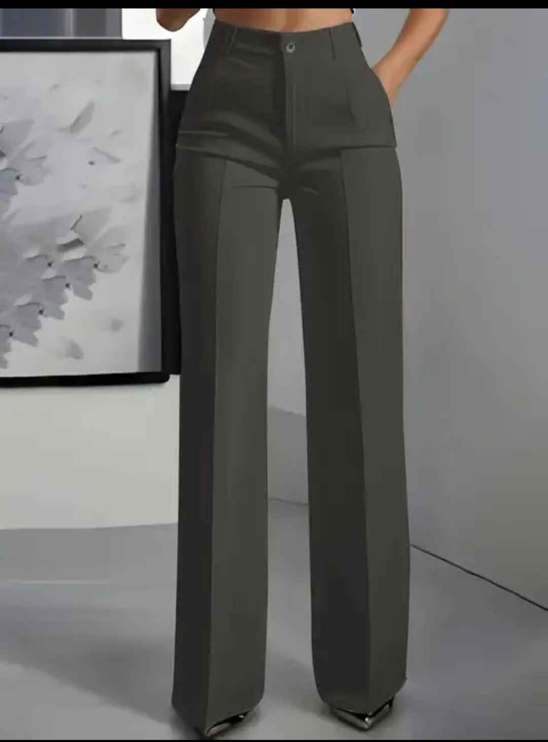 High-Waisted Pleated Wide-Leg Trousers