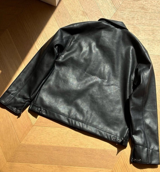Men's Boxy Cropped Faux Leather Jacket