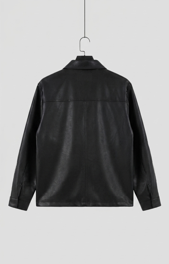 Men's Boxy Cropped Faux Leather Jacket