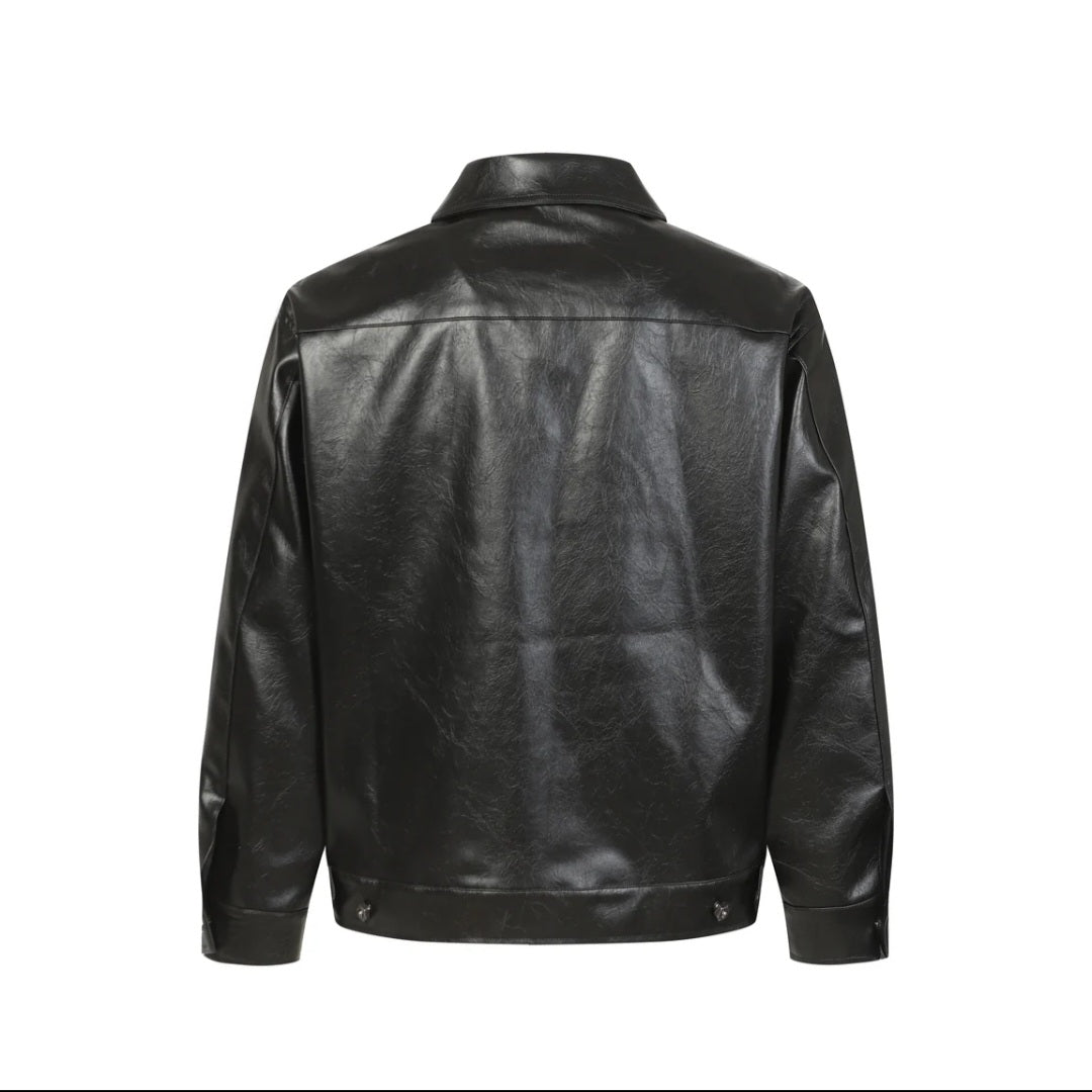 Men's Spiderweb Embossed Faux Leather Jacket