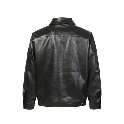 Men's Spiderweb Embossed Faux Leather Jacket - Modernrush.us