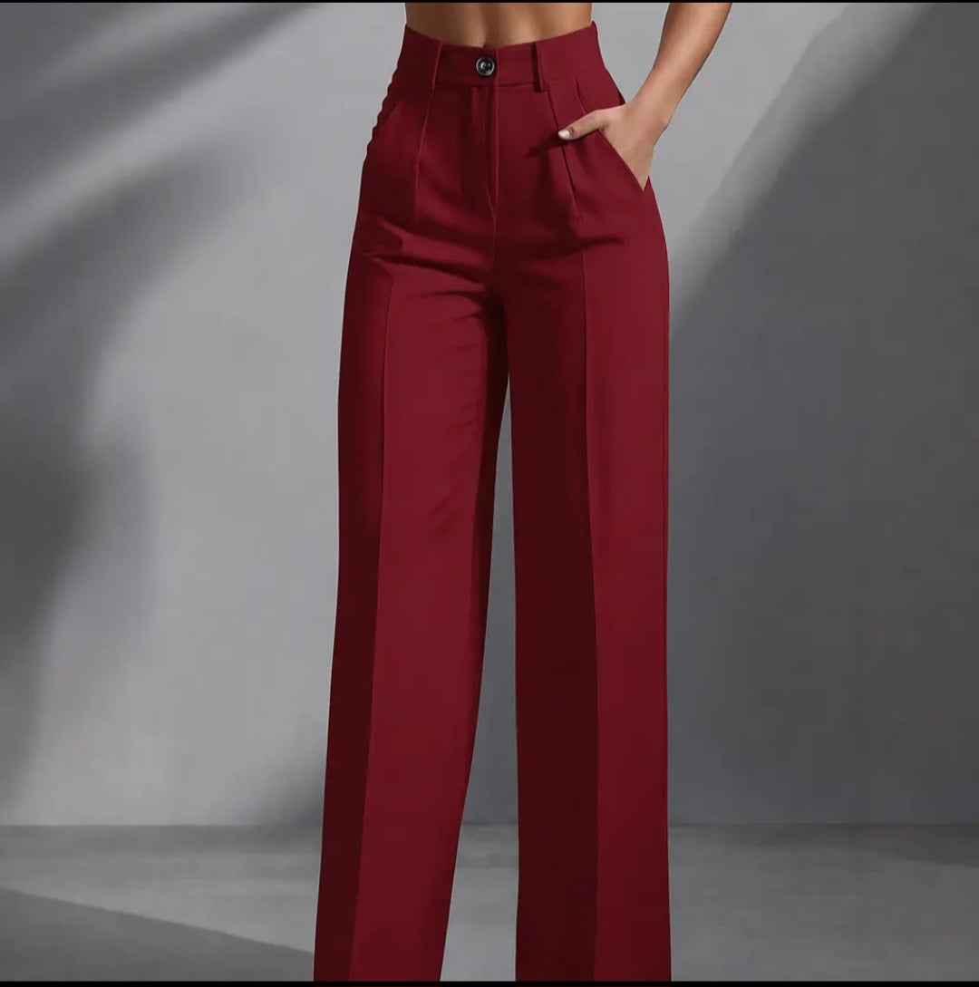 High-Waisted Pleated Wide-Leg Trousers