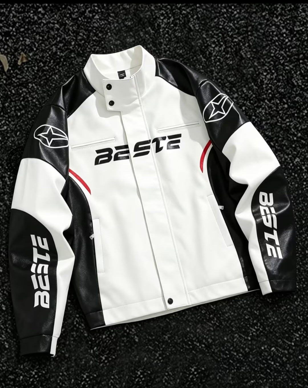 American Motorcycle Style Patchwork PU Leather Jacket for Men - Modernrush.us