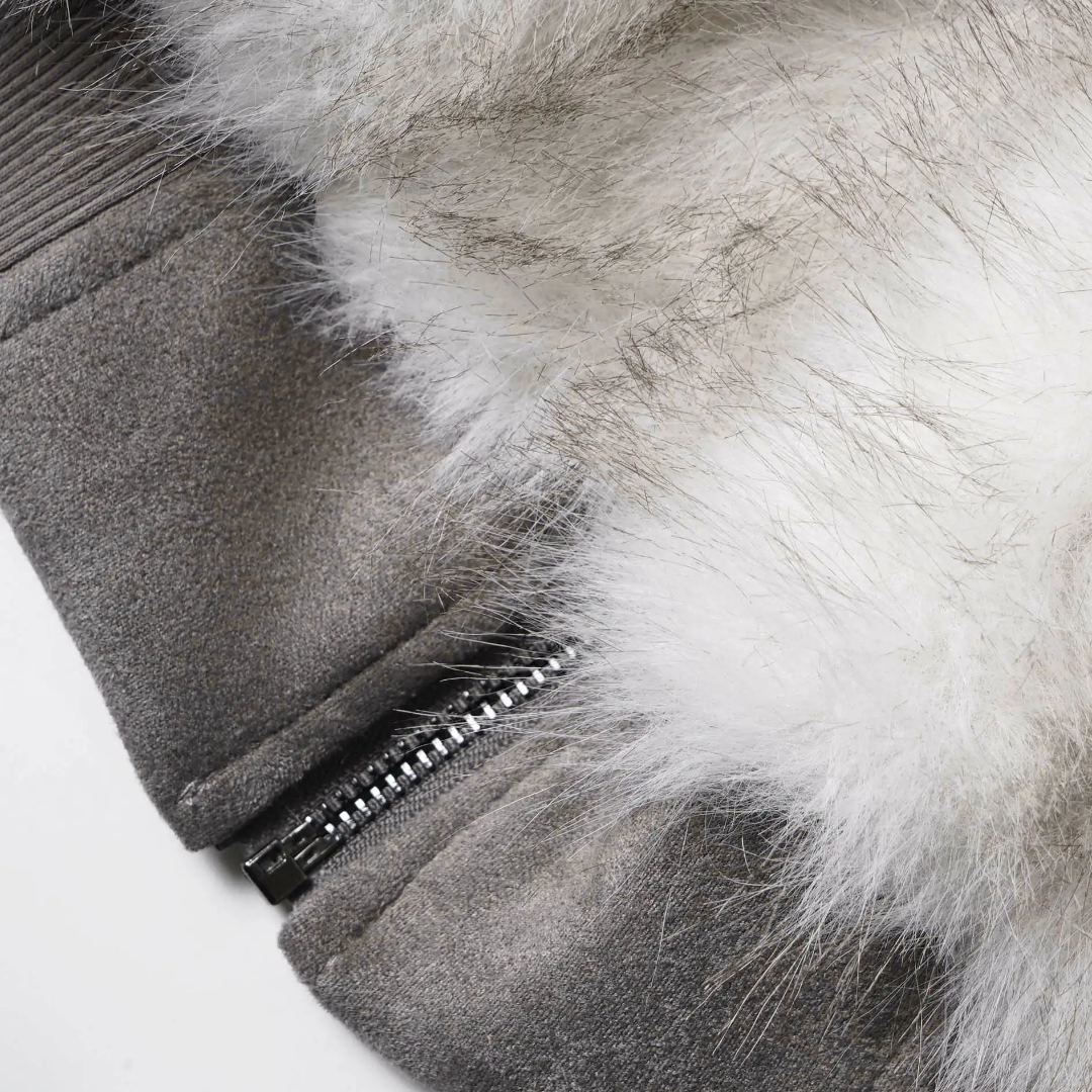 Men's Oversized Faux Fur Lined Suede-Look Hooded Jacket / Giacca Uomo Oversize Effetto Scamosciato con Cappuccio in Pelliccia Sintetica